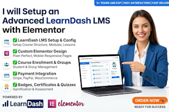 setup an advanced learndash lms with elementor for your online course