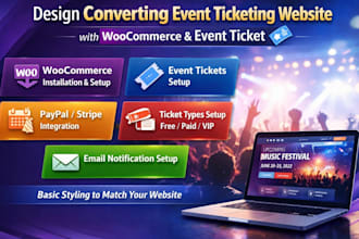 design event ticketing website with woocommerce