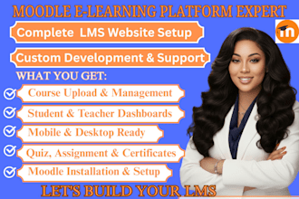 install, customize and design a moodle lms e learning website and online course