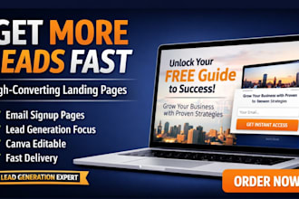 design lead generation landing page for email signup and funnels