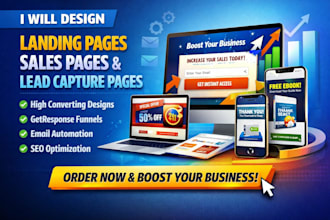 design landing pages, sales pages, squeeze page, getresponse lead capture page