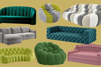 build low li perm 3d mesh furniture set for second life or 3d imvu