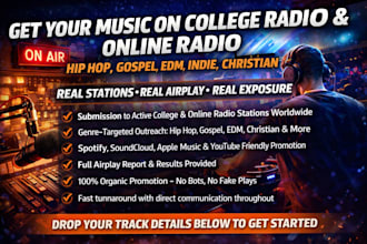 airplay your song to active college radio stations worldwide and online radio