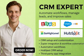 setup zoho bigin, clickup pipedrive salesforce, mail chimp zapier integration