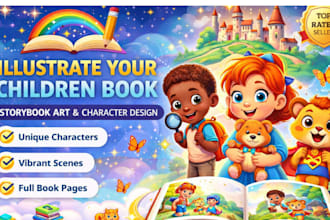 illustrate children story book, kids story book illustration character design