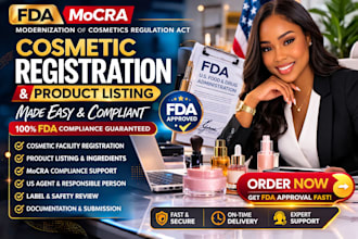 do fda registration, fda listing, fda compliance and US agent service cosmectic