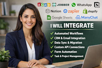 integrat zoho jobber whatsapp notion chatgpt zapier shopify googlesheet manychat