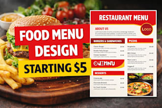 design attractive food menu and restaurant poster
