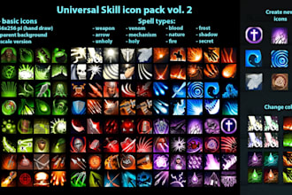design hand drawn rpg ability icons skill icons game UI props for 2d game assets