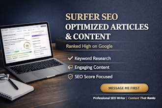 write surfer SEO optimised articles, blog posts and website contents that ranks