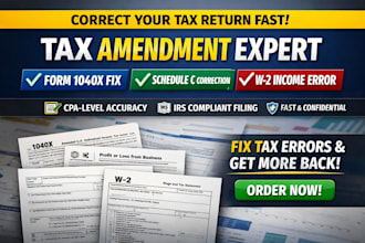 amend tax return, fix schedule c and w2 errors, file 1040x cpa