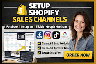 setup shopify sales channel facebook simprosy google instagram tiktok website