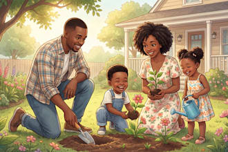 create african american children book illustration for KDP kids book storybook