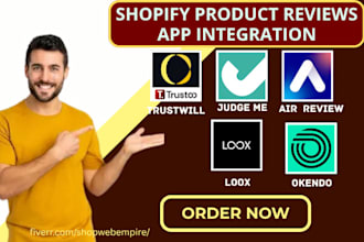 setup shopify store product review trustwill judge me air review loox okendo