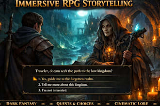 write immersive rpg dialogue lore quests and narrative design for video game