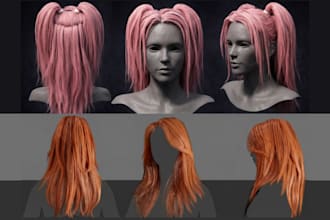 3d hair grooming xgen 4c game character hair cards with hair simulation physics