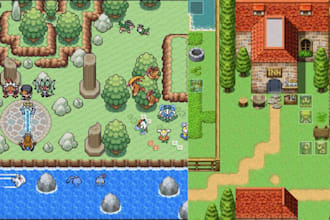 2d top down pixel art tileset game map art character