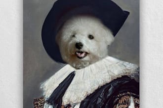 paint a royal renaissance pet portrait from dog cat photo