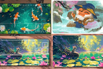 create custom fantasy anime art playmat and board game tcg card game design