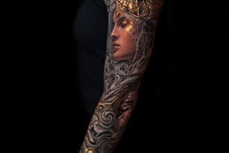 create sleeve tattoo design in geometric style