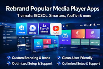 rebrand latest version of apps, tivimate, ibosol, smarters, youtivi and m3u code