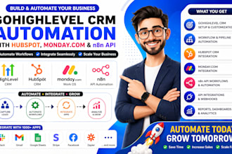 build gohighlevel CRM automation with hubspot, monday com, and n8n API
