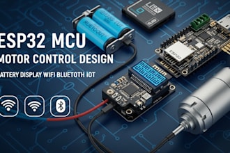 esp32 mcu motor control system design with battery display wifi, bluetooth iot