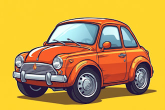 make your car into a funny car illustration cartoon