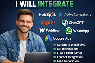 integrate hubspot activecampaign zapier chatgpt webflow whatsapp google ads jira