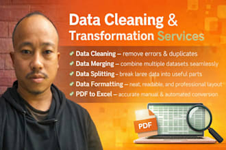 clean, merge, format, split, PDF to excel date