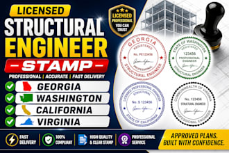 licensed structural engineer stamp georgia, washington california virginia stamp