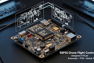 design esp32 drone pcb, schematic, and gerber files in kicad