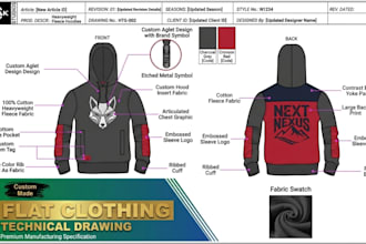 do clothing tech pack fashion apparel mockup technical flat sketch designer
