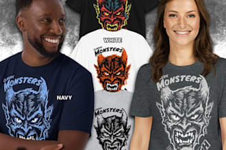 make retro t shirt halloween devil logo