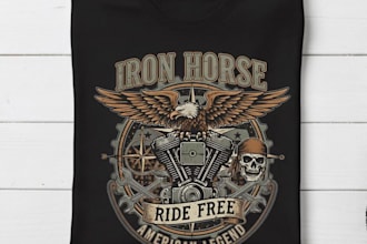 create vintage motorrad biker skull t shirt logo