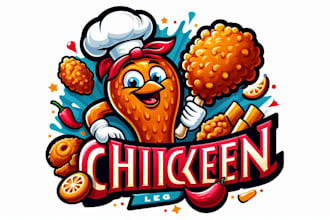 do chicken leg restaurant fried mascot logo twitch and youtube gaming clan
