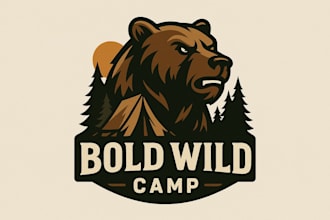 make a bold wild camp mascot logo for commercial use
