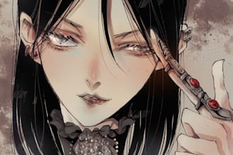 draw an elegant anime icon illustration