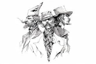 draw creative illustration, line art, pen, vintage ink sketch