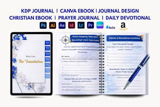 design kdp journal christian ebook, prayer journal daily devotional canva ebook