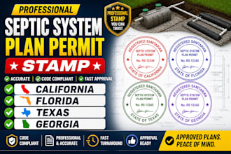 design septic system plan permit stamp for california florida texas georgia