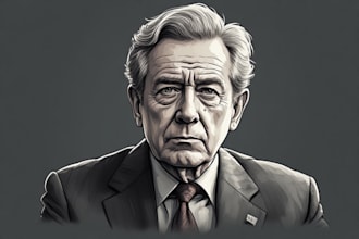create a a wsj style hedcut portrait