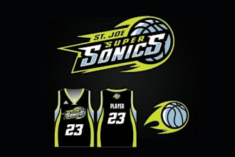 design awesome boys youth basketball team logo