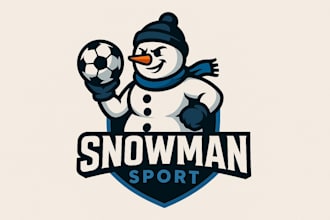 design snowman sport mascot logo with satisfaction guaranteed