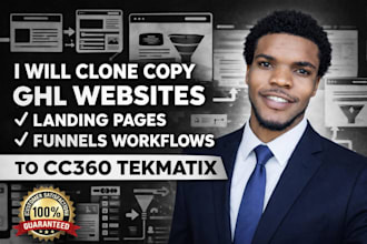 clone copy gohighlevel websites landing pages funnel workflows to cc360 tekmatix