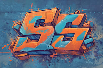make a modern street art graffiti logo