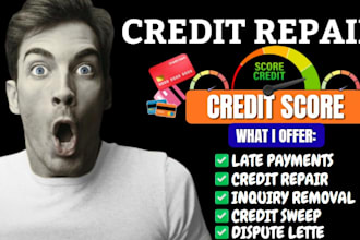 improve and fix your credit report, inquiry removal, late payment, chargeoff