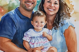 draw watercolor family portrait in procreate