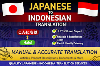 provide japanese to indonesian translation manually with my team