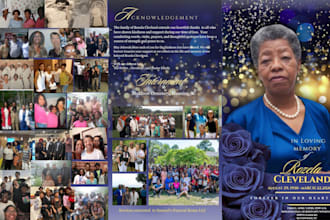 create a print ready modern obituary design